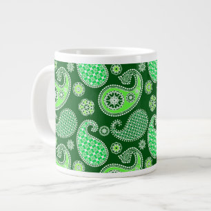 Taza De Café Grande Patrón Paisley, Esmeralda y Verde Jade