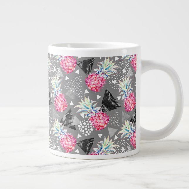 Taza De Café Grande Patrón texturizado de piña geométrica (Derecha)