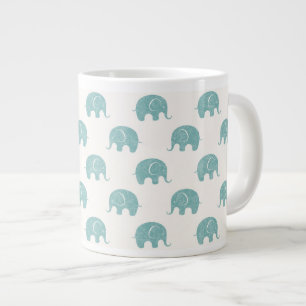 Taza De Café Grande Patrón Verde azulado de elefante corto