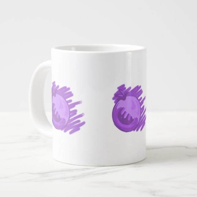 Taza De Café Grande Patrones de frutas Blueberries y Crema (Izquierda)