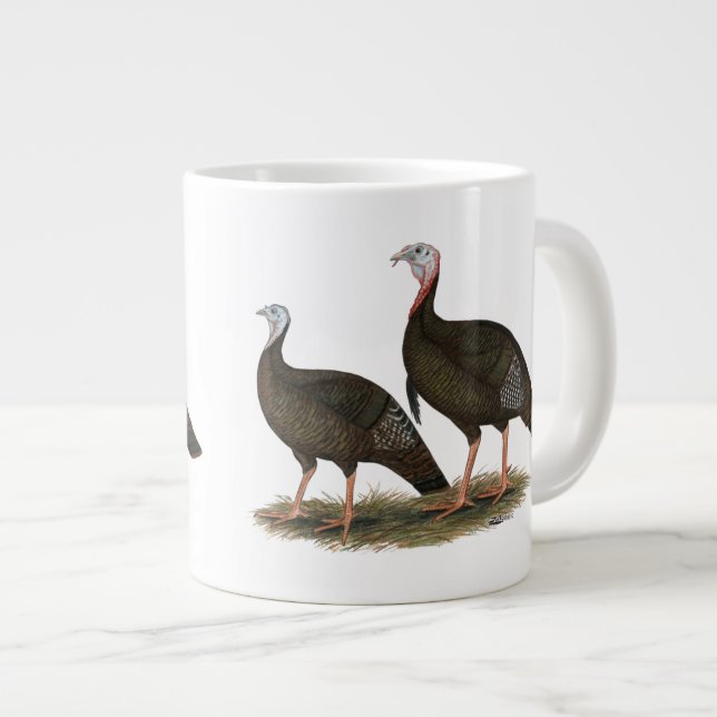 Taza De Café Grande Pavos Salvajes Orientales Pareja (Derecha)