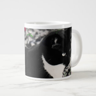Taza De Café Grande Pecas en flores II - gato blanco y negro de Tux