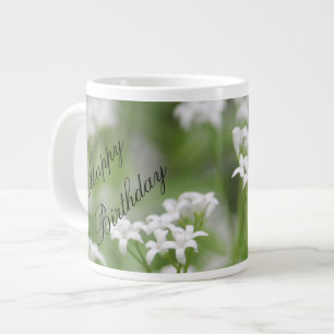 Taza De Café Grande Pequeño blanco florido