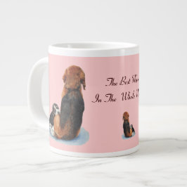 Taza De Café Grande Perro de cachorro aguijón retrato de mamá perro