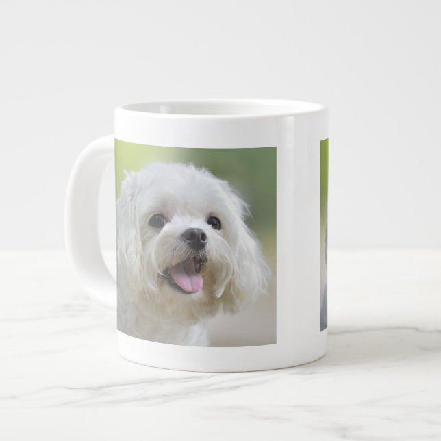 Taza De Café Grande Perro maltés blanco (Izquierda)