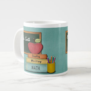 Taza De Café Grande Personalice Teachers', Apple, libros y lápices