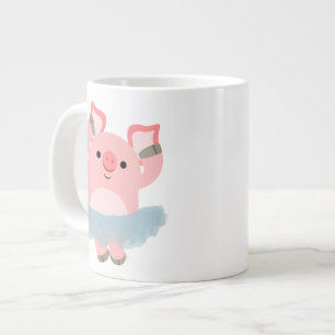 Taza De Café Grande Personalizado Cute Ballerina Cerdo Jumbo Mug