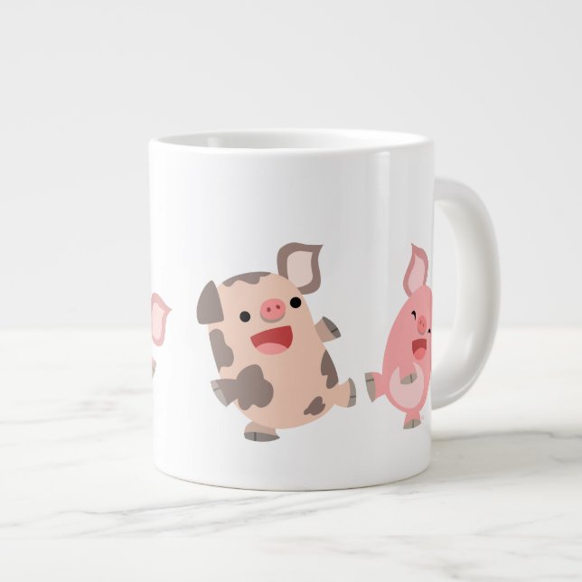 Taza De Café Grande Personalizado de baile lindo cerdo Jumbo Mug (Derecha)