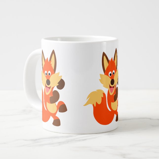 Taza De Café Grande Personalizado de baile lindo Fox Jumbo Mug (Izquierda)