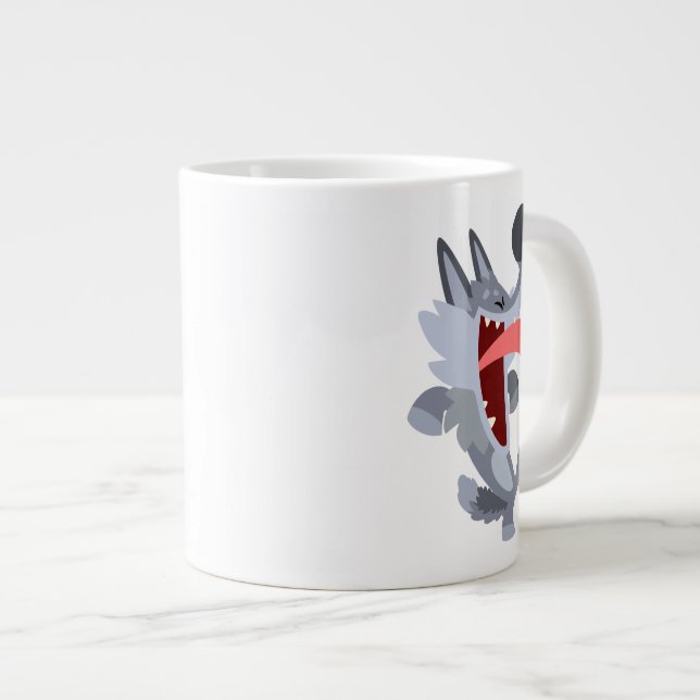 Taza De Café Grande Personalizado de baile lindo Wolf Jumbo Mug (Derecha)
