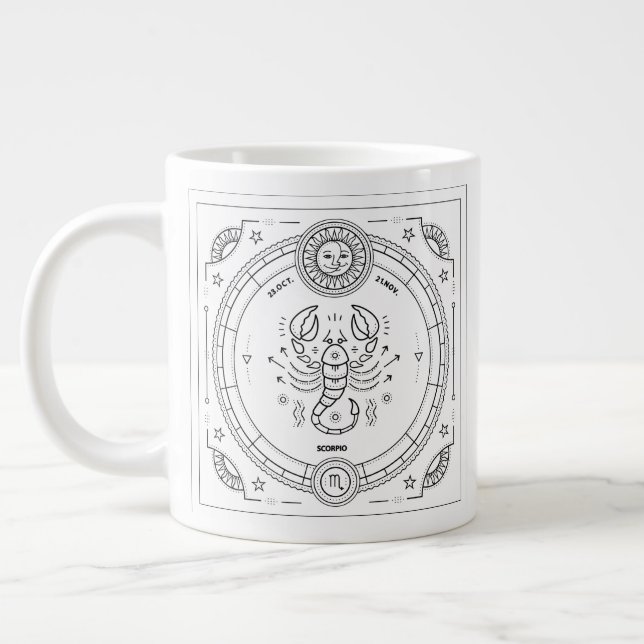 Taza De Café Grande Personalizado Escorpio Zodiac Cumpleaños Mug (Izquierda)