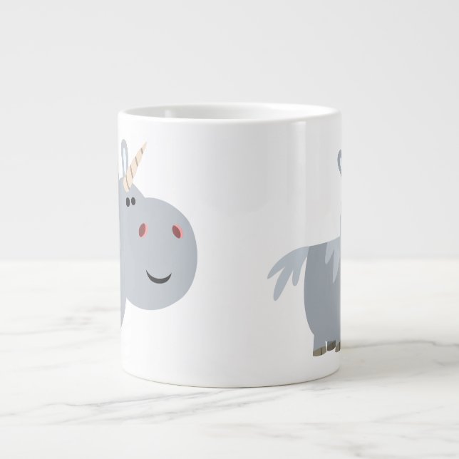Taza De Café Grande Personalizado inescrutable Unicorn Jumbo Mug (Frente)