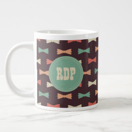 Taza De Café Grande Personalizado Iniciales Muliticolor Bowties Hipste