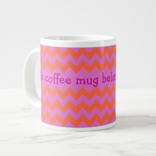 Taza De Café Grande Personalizado Jumbo Coffee Mug, Magenta, Chevrons 