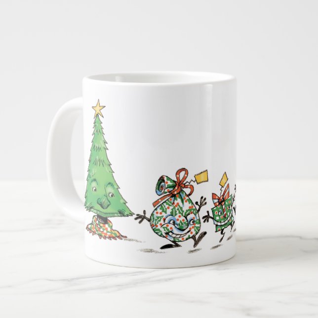Taza De Café Grande Personalizado lindo bailando regalos navideños y á (Izquierda)