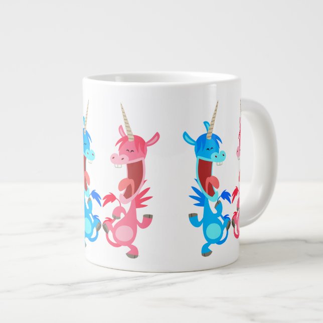 Taza De Café Grande Personalizado lindo bailando unicornios Jumbo Mug (Derecha)
