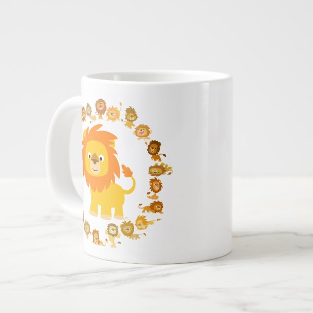 Taza De Café Grande Personalizado lindo Lion Mandala Jumbo Mug (Izquierda)