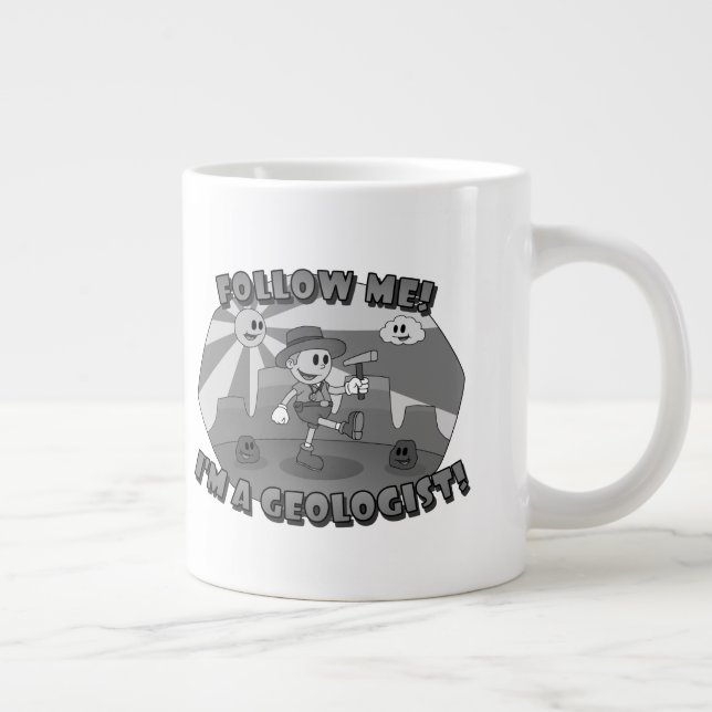 Taza De Café Grande Personalizado Retro- ¡Síganme! ¡Soy geólogo! (Derecha)
