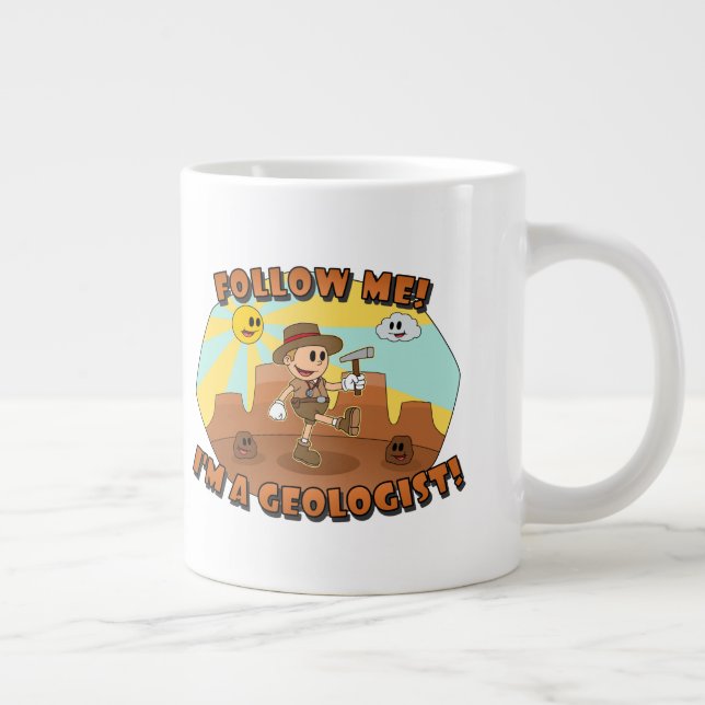Taza De Café Grande Personalizado Retro- ¡Síganme! ¡Soy geólogo! (Derecha)