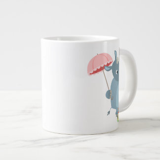 Taza De Café Grande Personalizado Rhino con paraguas en una gran mezco