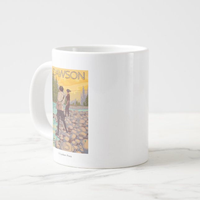 Taza De Café Grande Pesca con mosca de las mujeres - Dawson, Alaska (Izquierda)