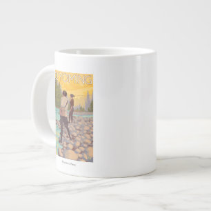 Taza De Café Grande Pesca con mosca de las mujeres - Wyoming