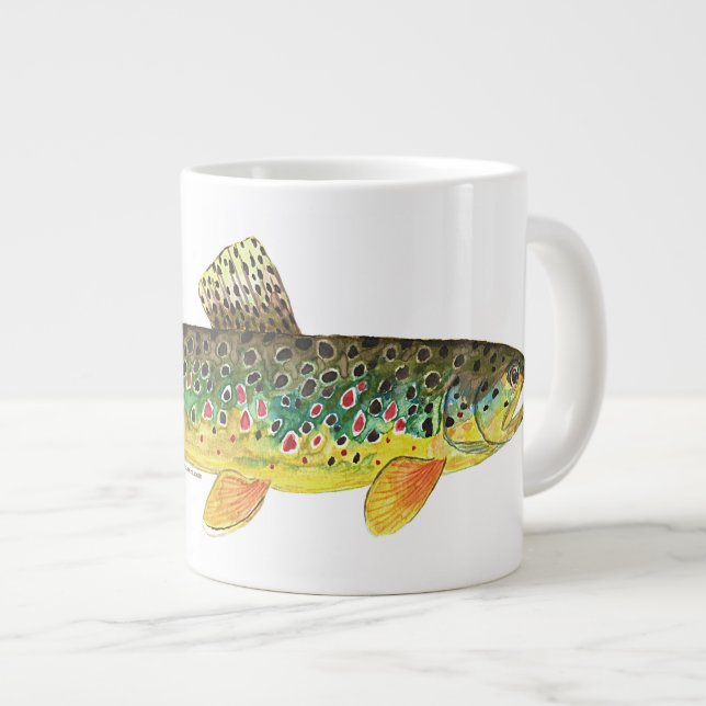 Taza De Café Grande Pesca de la trucha de Brown (Derecha)