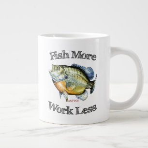 Taza De Café Grande Pesca Más Pescado De Pescado Menos