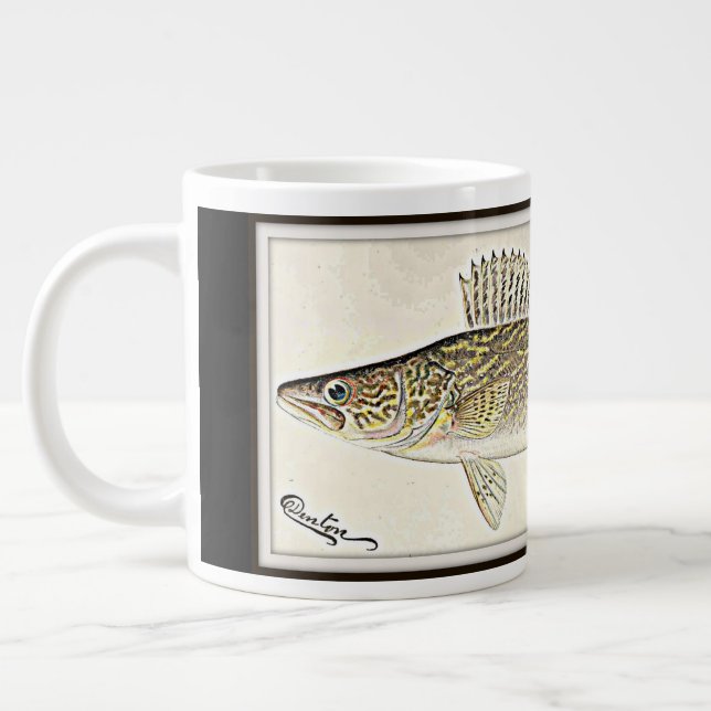 Taza De Café Grande Pescados personalizados de Pike de los leucomas (Izquierda)