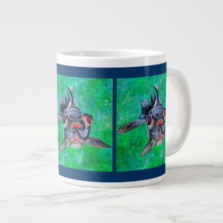 Taza De Café Grande Pez de Oro Geeky Blackmoor Con Ojos Telescópicos