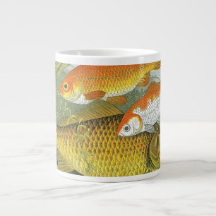 Taza De Café Grande Pez Koi Goldfish, Vida Marina Acuática Antigua