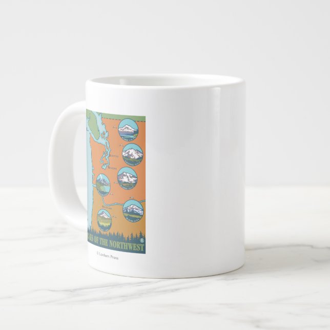 Taza De Café Grande Picos del noroeste - 5 diversas montañas (Izquierda)