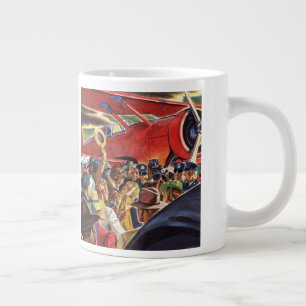 Taza De Café Grande Piloto de Avión Antiguo de Propulsor Único con Pap