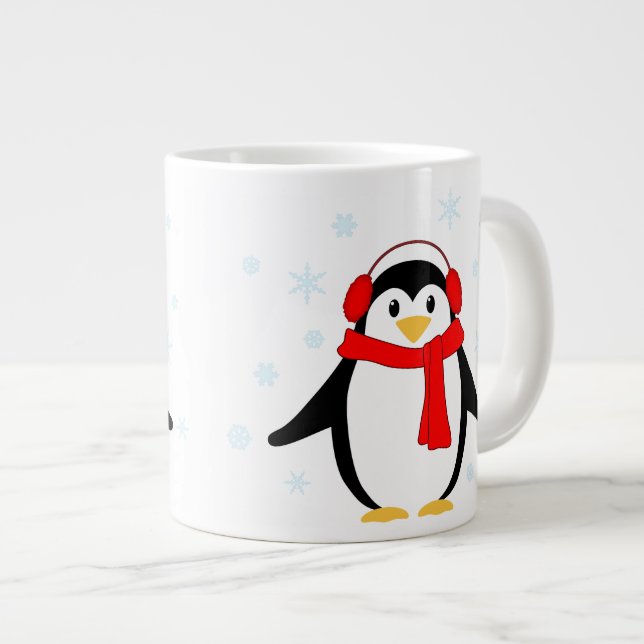 Taza De Café Grande Pingüino del invierno (Derecha)