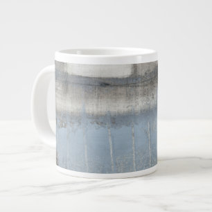 Taza De Café Grande Pintura gris y azul abstracto
