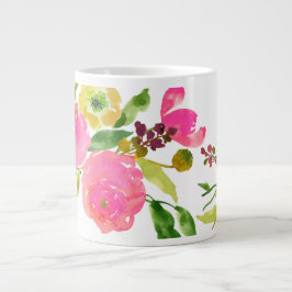 Taza De Café Grande PixDezines floral/acuarela/ranunculus