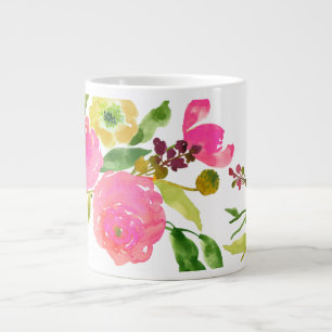 Taza De Café Grande PixDezines floral/acuarela/ranunculus