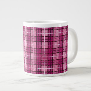 Taza De Café Grande Pixel Plaid_Magenta-Black