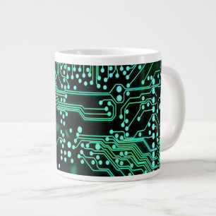 Taza De Café Grande Placa de circuito verde de neón