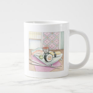 Taza De Café Grande Placa de sushi surtido con palillos