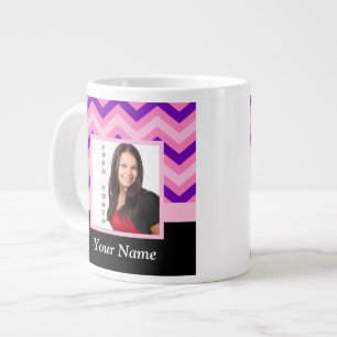 Taza De Café Grande Plantilla rosada de la foto del galón