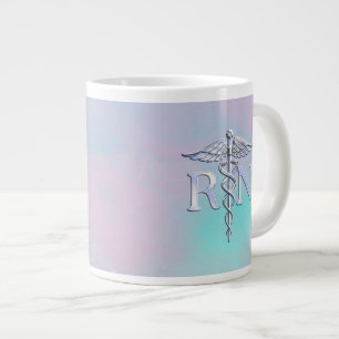 Taza De Café Grande Plata Como RN Caduceus Madre Médica Perla