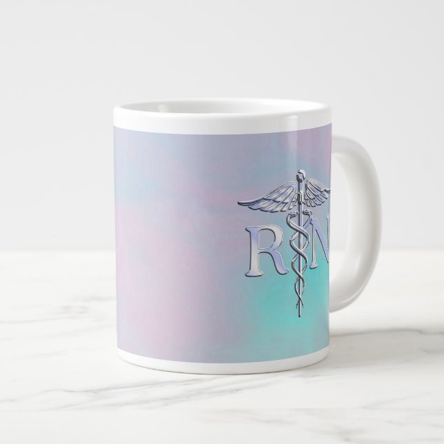 Taza De Café Grande Plata Como RN Caduceus Madre Médica Perla (Derecha)