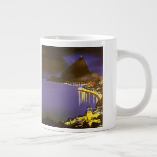 Taza De Café Grande Playa de Vintage de noche en Río de Janeiro, Brasi