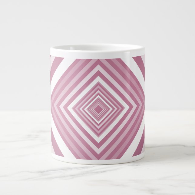 Taza De Café Grande Plazas modernas de degradado rosa y blanco (Frente)
