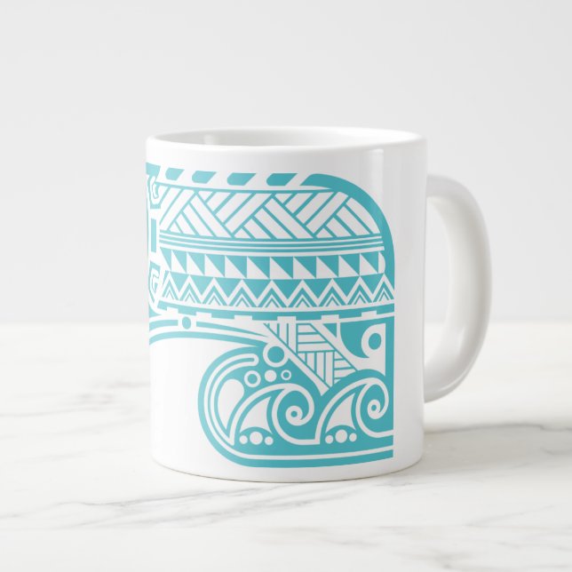 Taza De Café Grande Polinesio/Tiki/taza tribal de la onda de la resaca (Derecha)