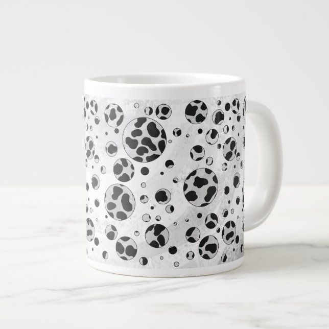 Taza De Café Grande Polka dálmata negro y blanco (Derecha)