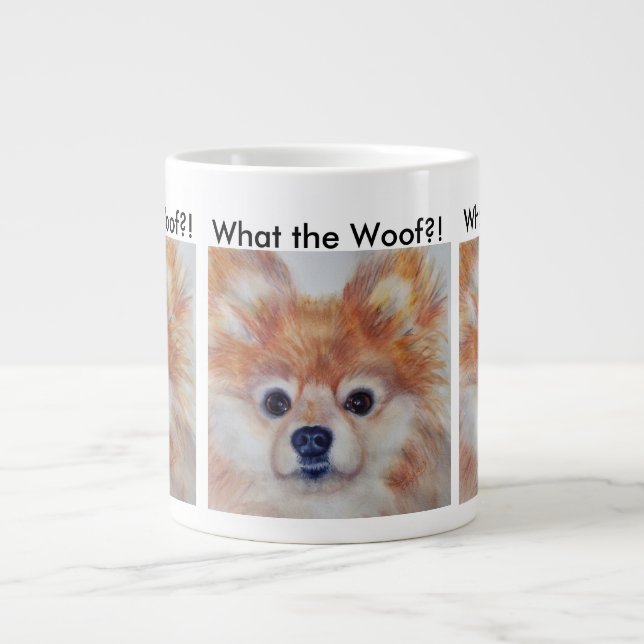 TAZA DE CAFÉ GRANDE POMERANIA DORADA ADORABLE (Frente)