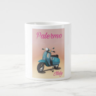 Taza De Café Grande Póster de scooter de Palermo Italia
