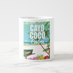 Taza De Café Grande Póster de vacaciones de playa cubanas en Cayo Coco